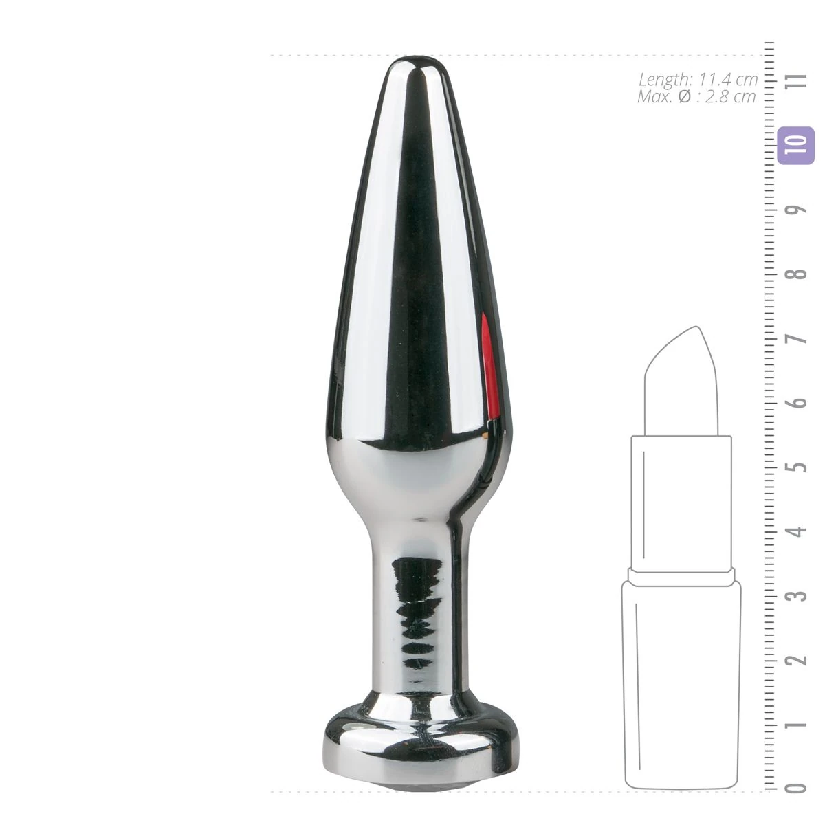 Metal Butt Plug Silver/Clear - L