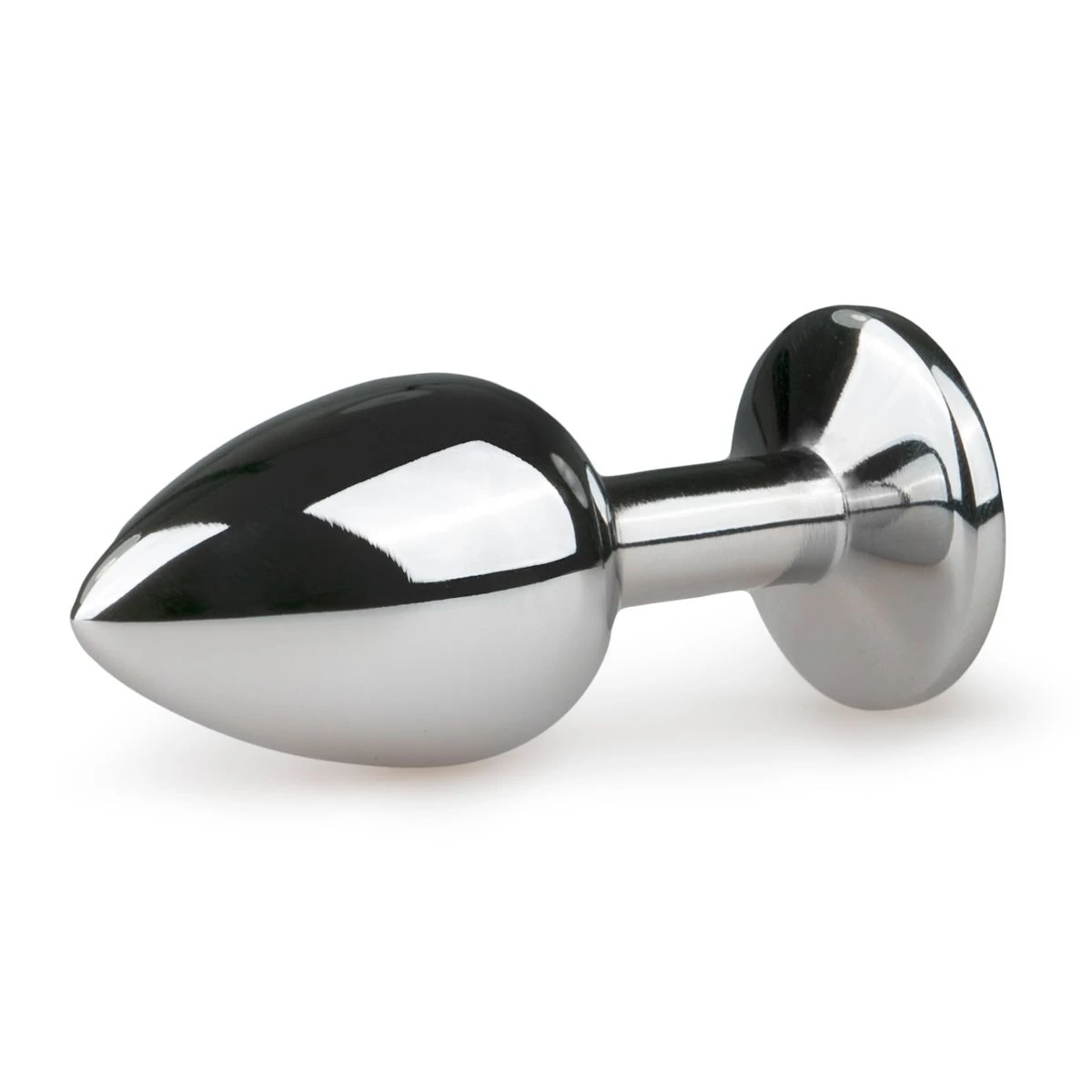 Metal Butt Plug Silver/Clear - S