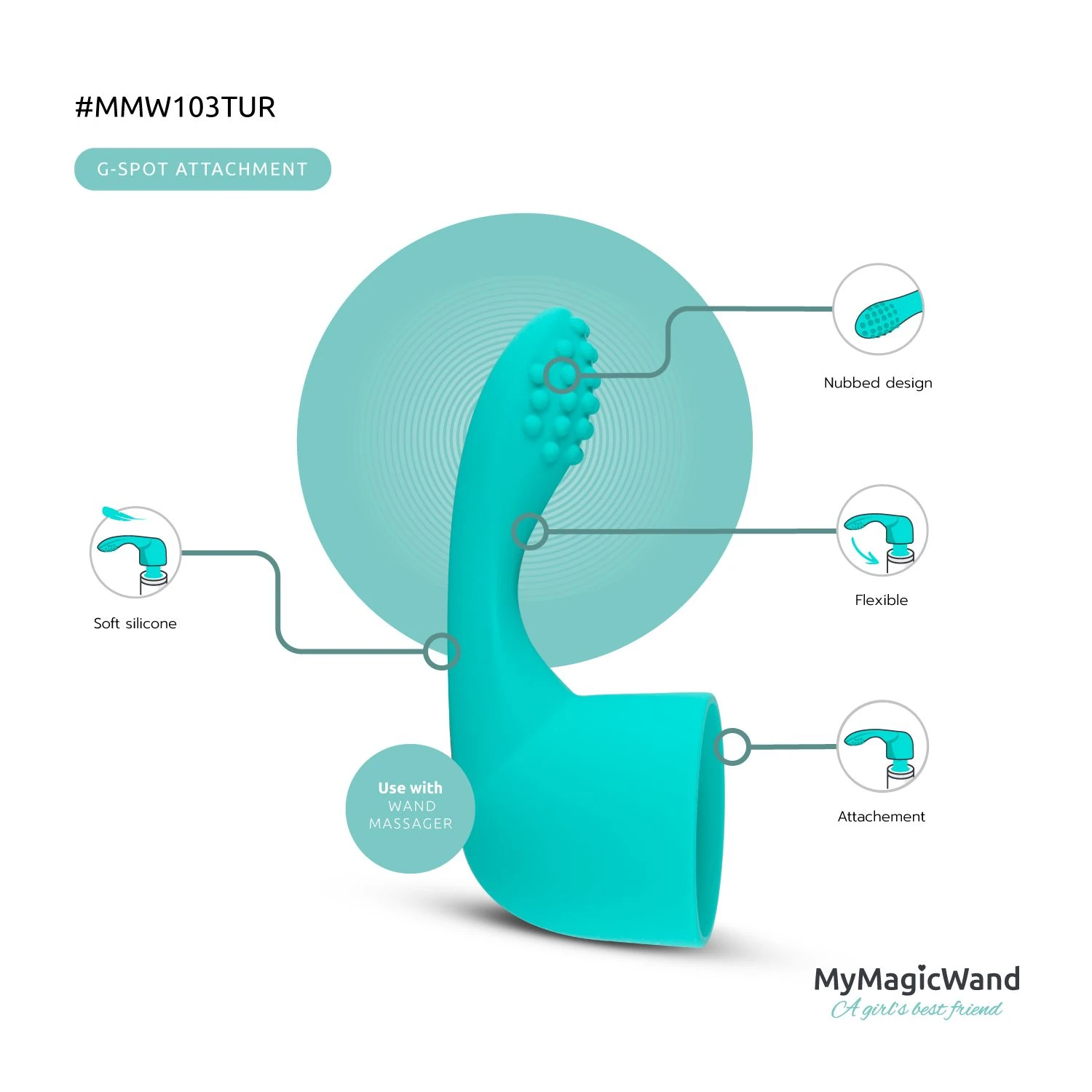 MyMagicWand G-Spot Attachment - Turquoise