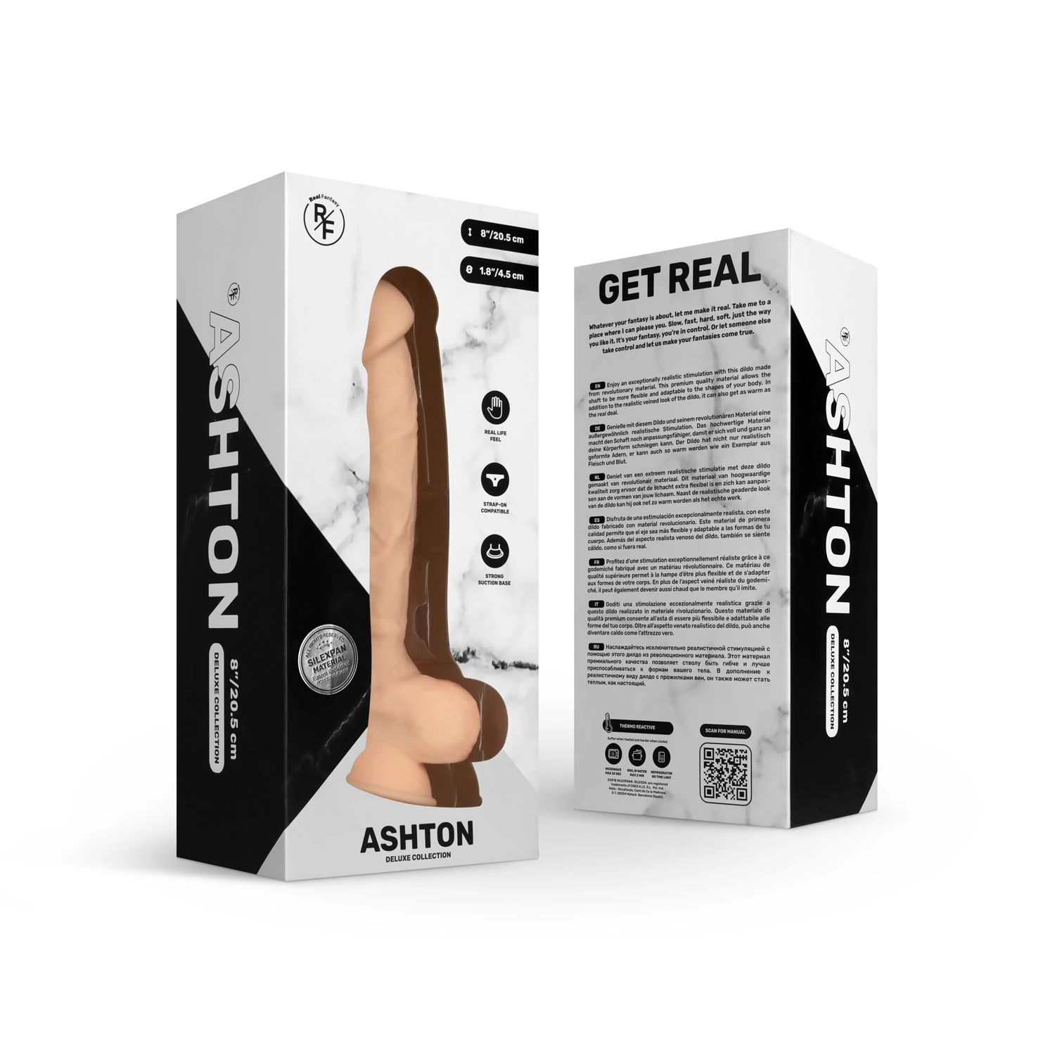 Real Fantasy Deluxe - Ashton Realistic Temperature-Responsive Dildo - 21 cm
