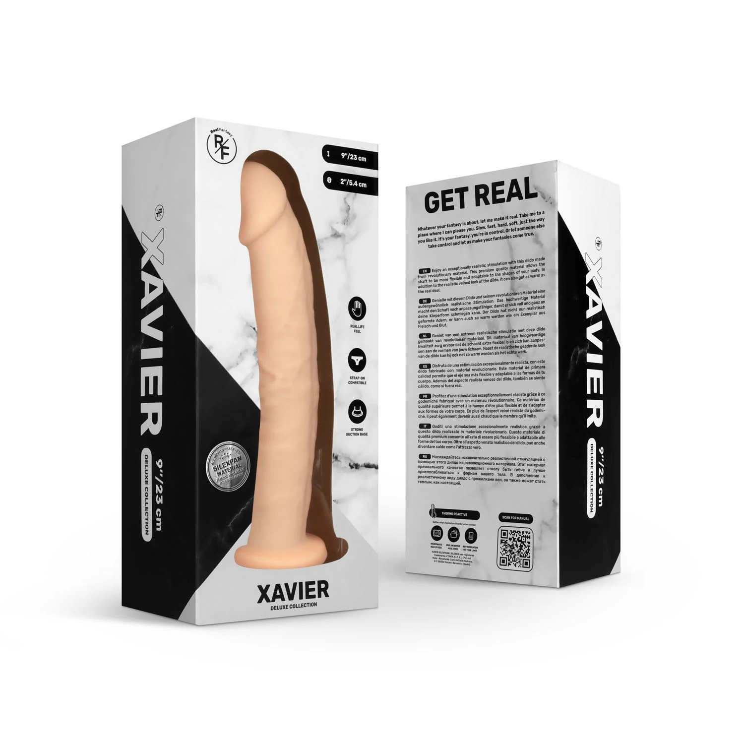 Real Fantasy Deluxe - Xavier Realistic Temperature-Responsive Dildo - 23 cm