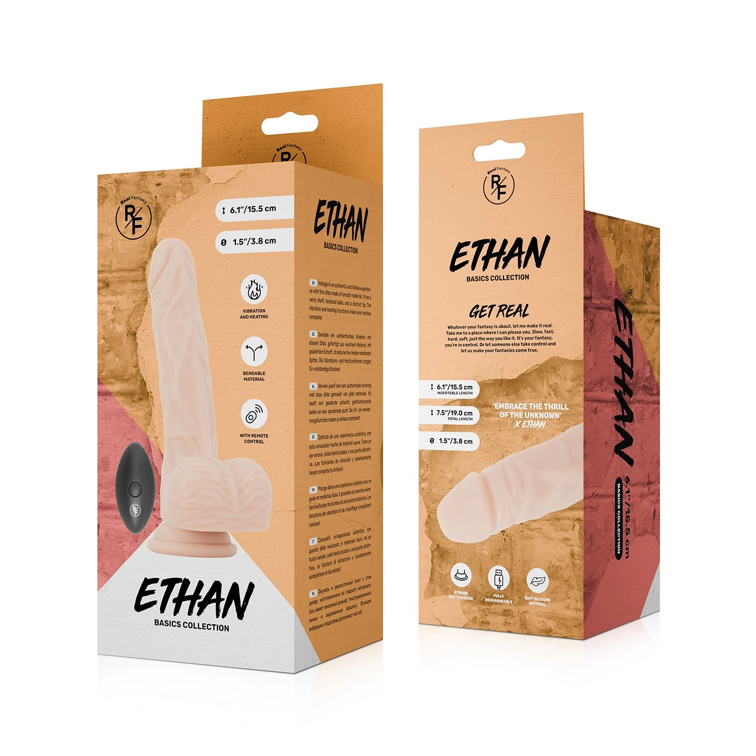 Real Fantasy - Ethan Heating Vibrating Dildo - 19 cm