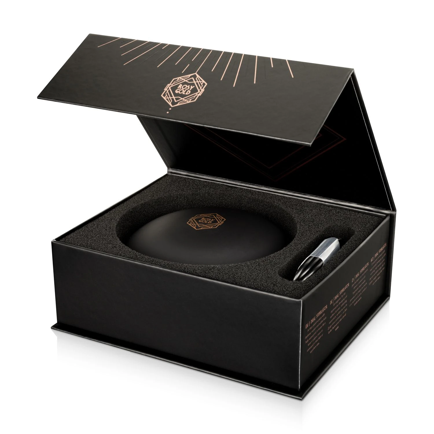 Rosy Gold – C-Shape Vibrator with Luxury Charging Case – Black