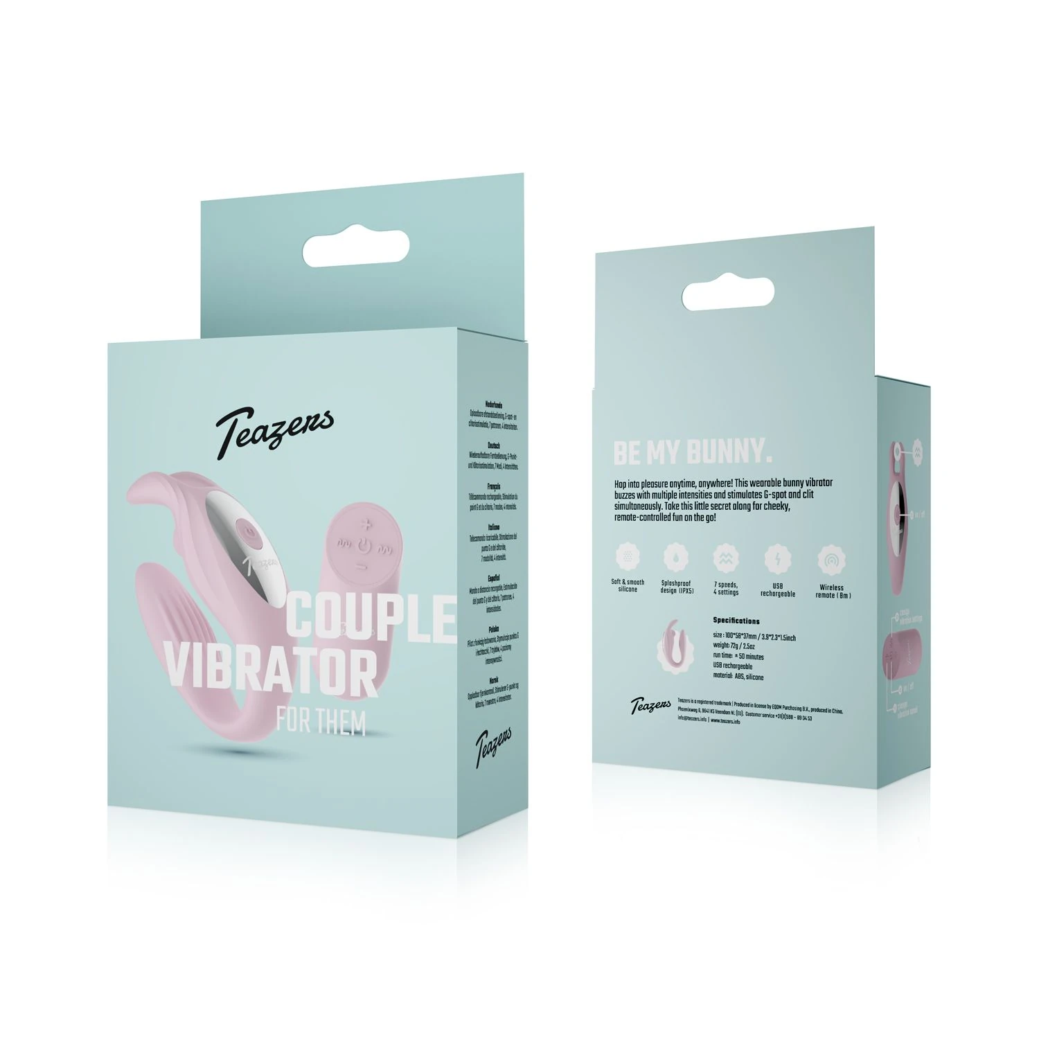 Teazers – Bunny Couple Vibrator with Remote – Pink