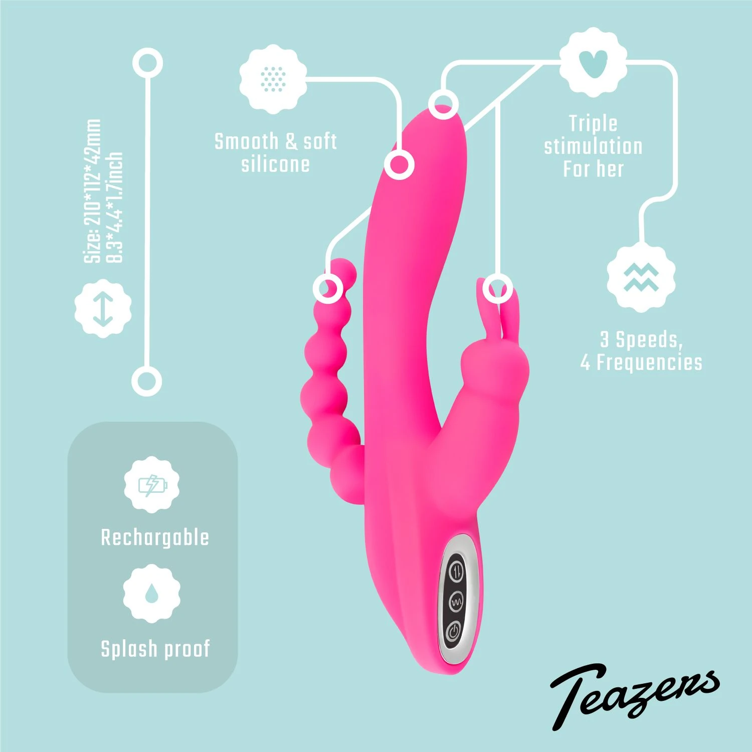 Teazers – Double Rabbit Vibrator – Pink