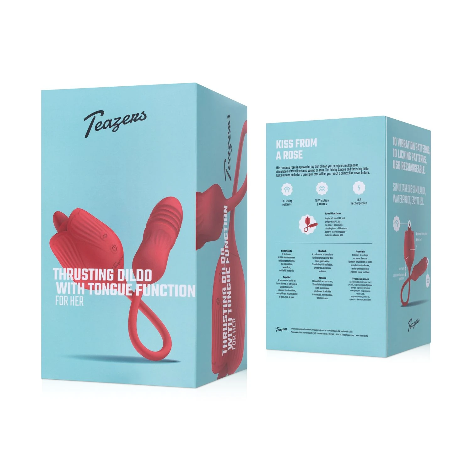 Teazers – Rose Thrusting Dildo Vibrator – Red