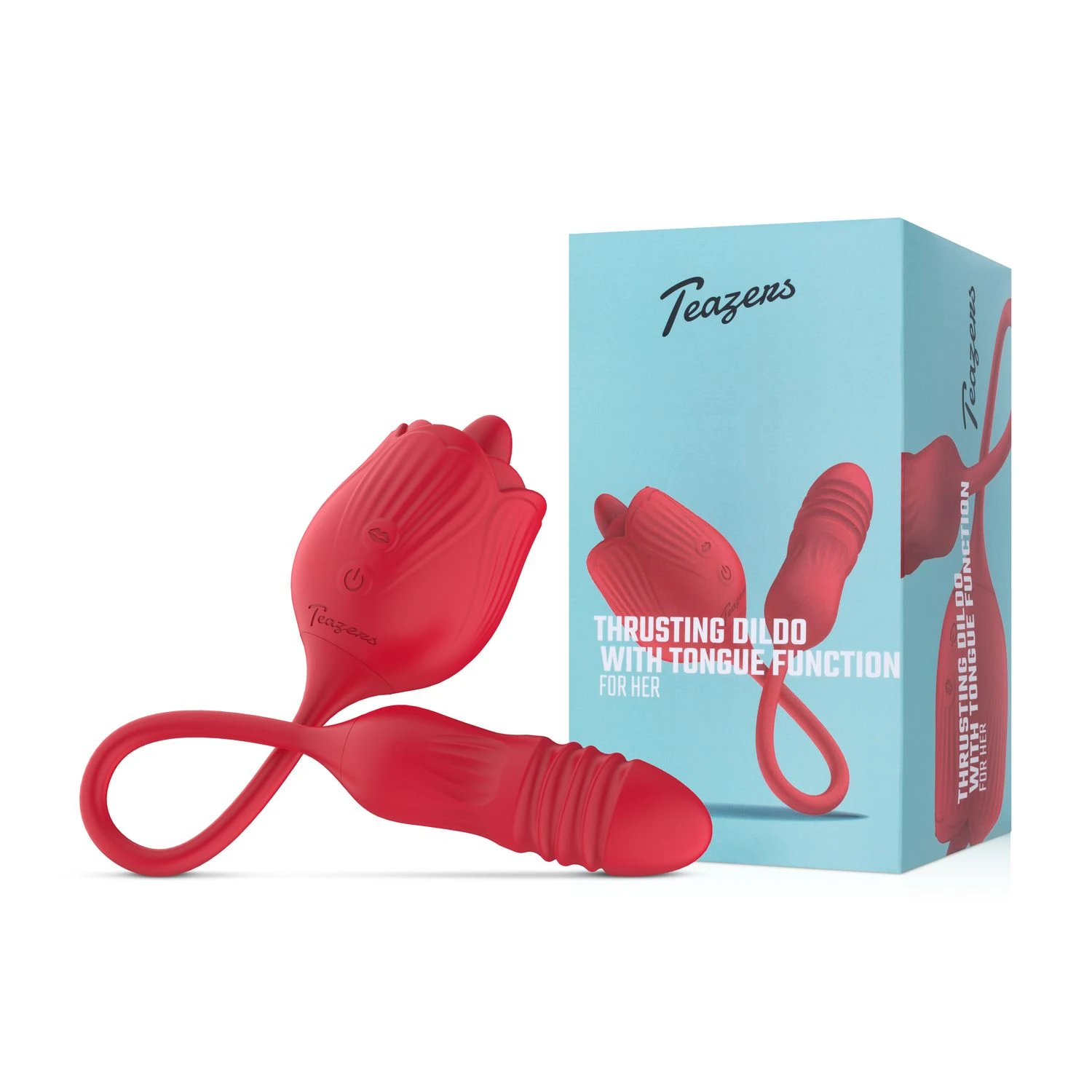 Teazers – Rose Thrusting Dildo Vibrator – Red