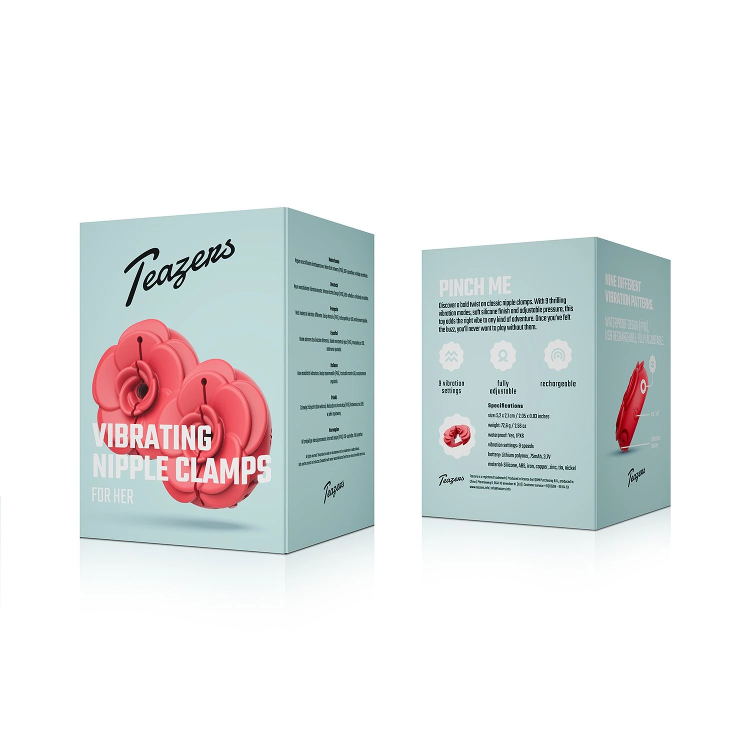 Teazers - Vibrating Nipple Clamps - Red