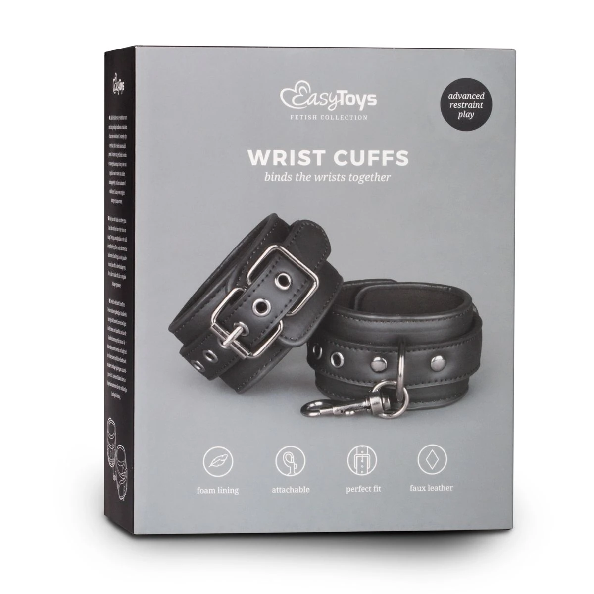 Toys Fetish - Faux Leather Handcuffs - Black