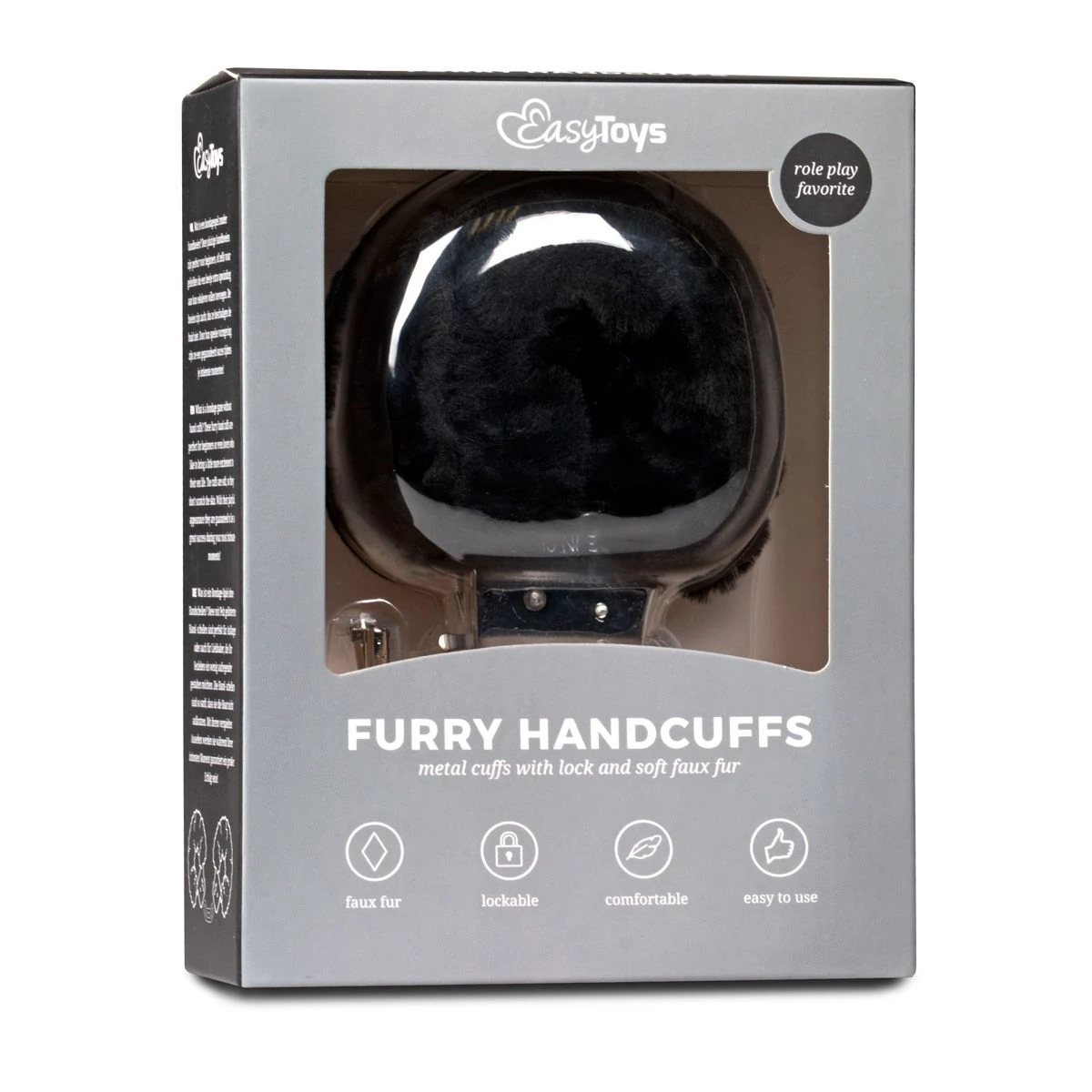 Toys Fetish - Furry Handcuffs - Black