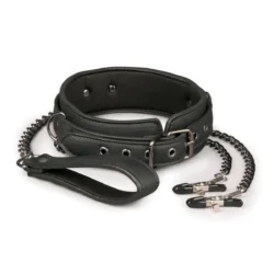 Toys Fetish - Leather Collar With Nipple Chains