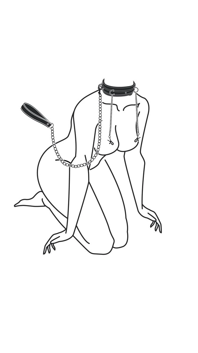 Toys Fetish - Leather Collar With Nipple Chains
