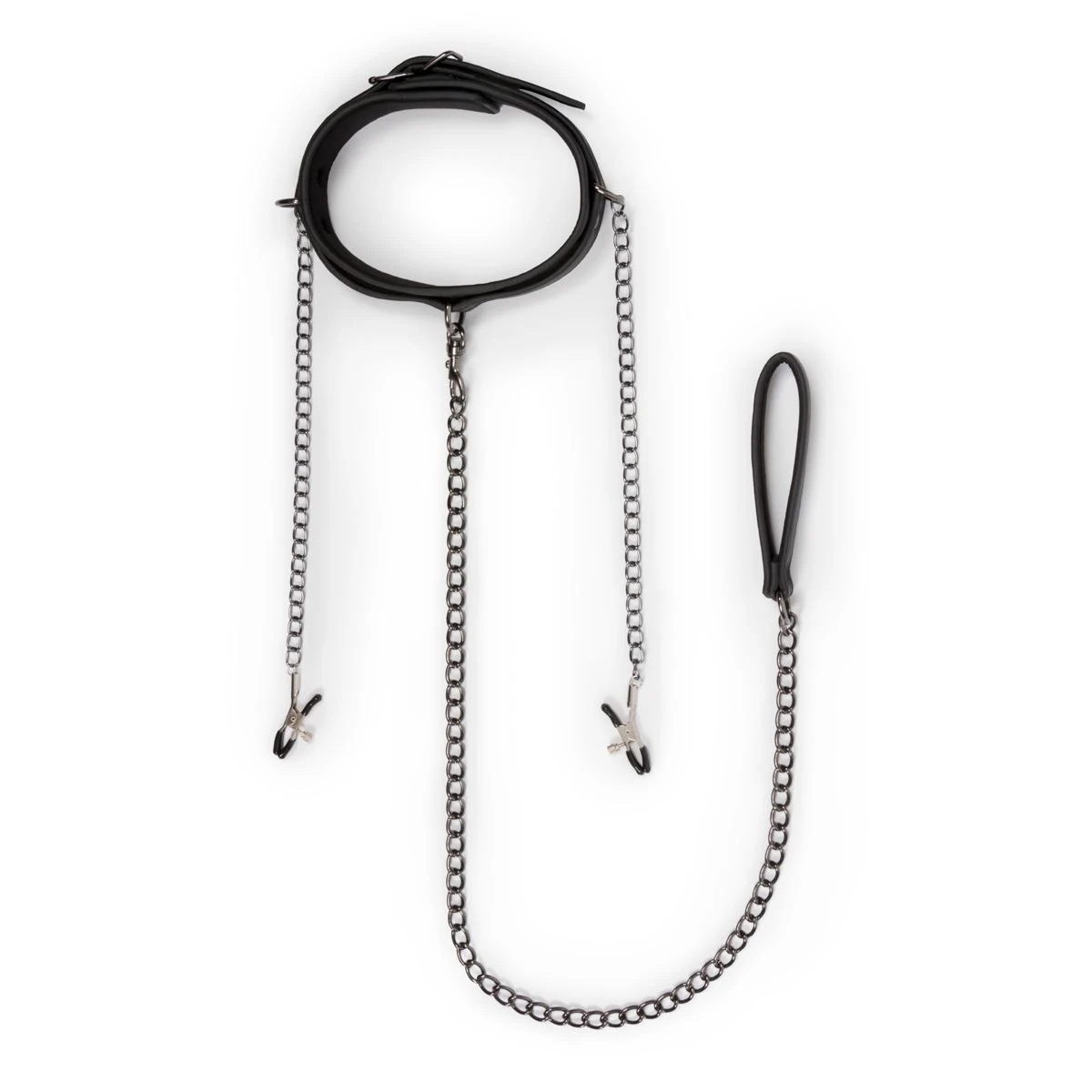 Toys Fetish - Leather Collar With Nipple Chains