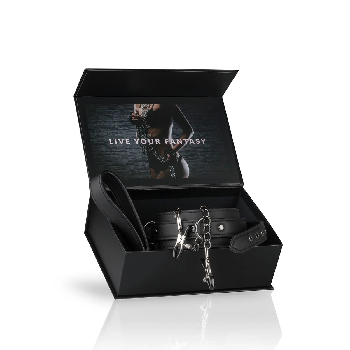 Toys Fetish - Leather Collar With Nipple Chains
