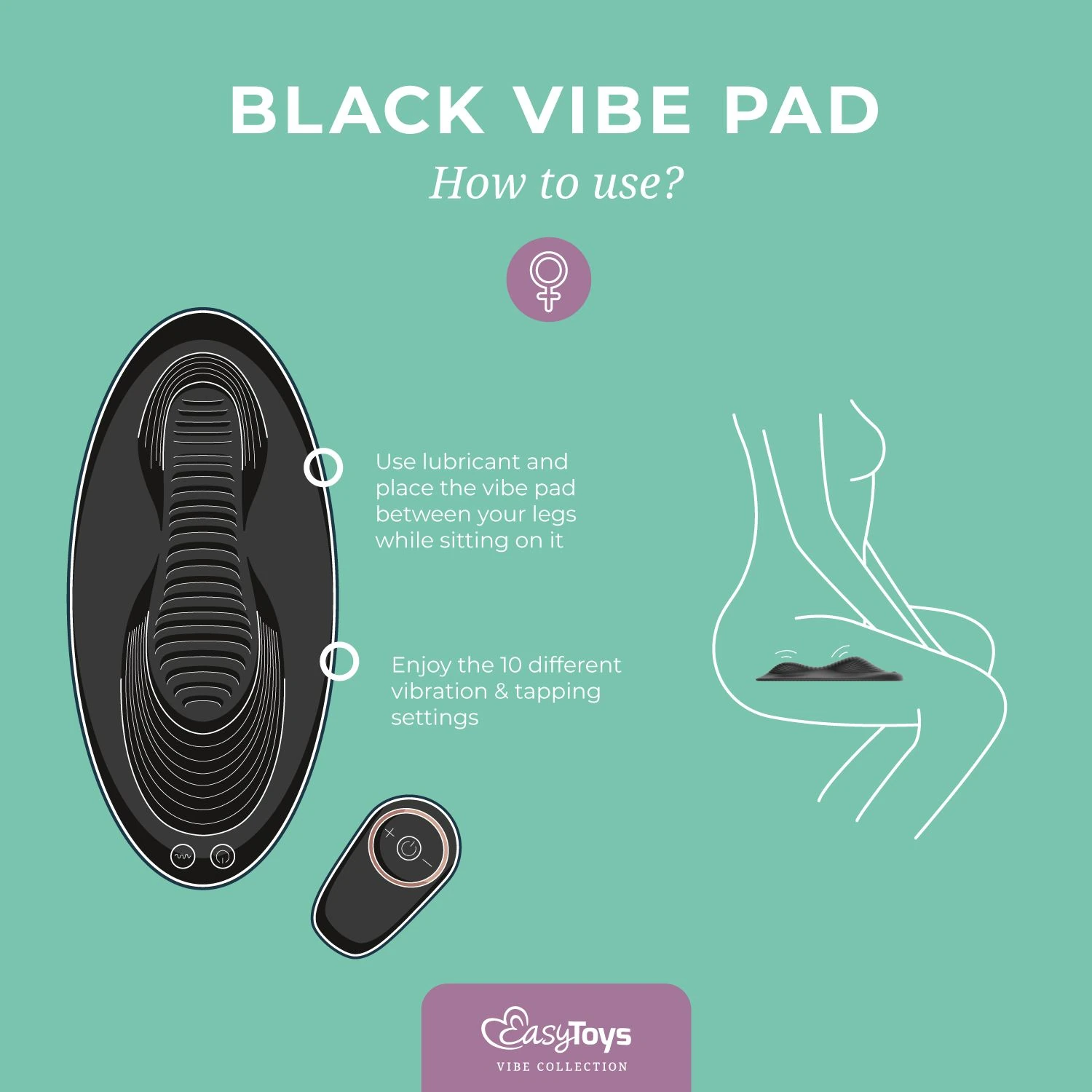 Toys – Vibe Pad Vibrating Pad with Remote – Black